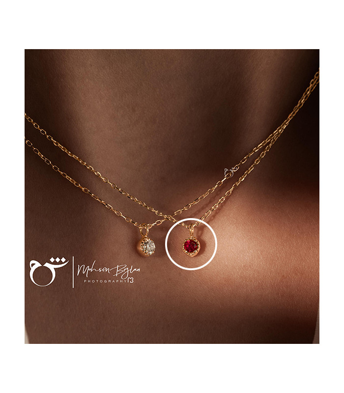گردنبند چوکر تک نگین گارنت-گالری شیدا مجد