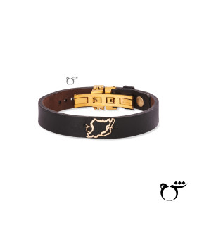 مردانه دستبند نقشه ایران چرم مشکی-گالری شیدا مجد