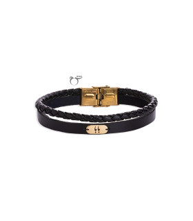 مردانه دستبند بابا چرم مشکی (دوبل i500)