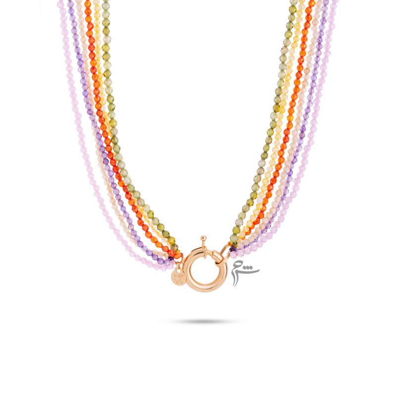 گردنبند طلا طرح قفل مدبر سواروسکی رنگی