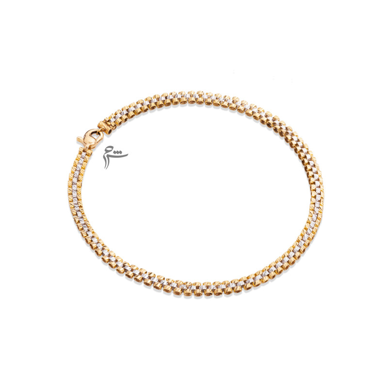 دستبند طلا طرح رولکس S طلایی سفید-گالری شیدا مجد