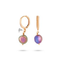 گوشواره حلقه ای طلا طرح مروارید کبود-گالری شیدا مجد