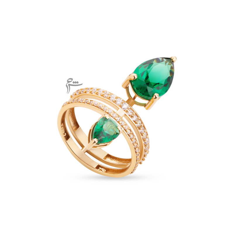 انگشتر دوبل تورمالین نگینی-گالری شیدا مجد