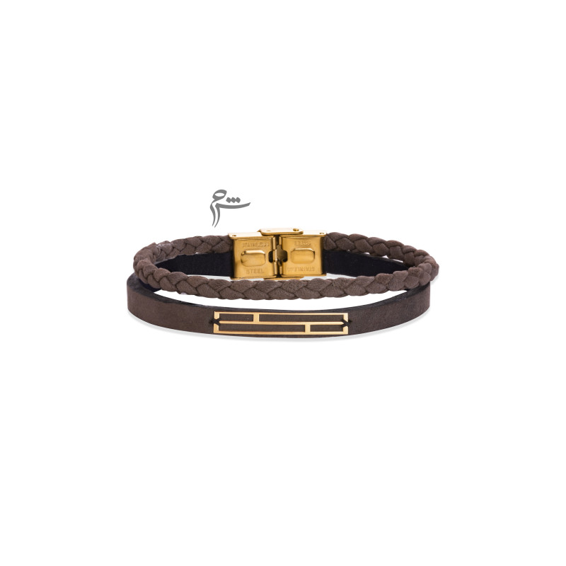 مردانه دستبند 4 مستطیل جیر خاکی-گالری شیدا مجد